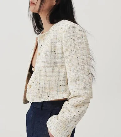 W Concept Crop Tweed Jacket
