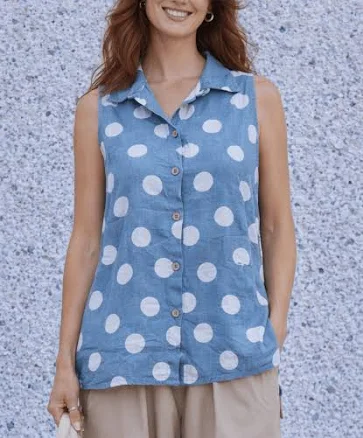 Avvolto Sleeveless Polka Dot Top