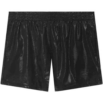 Men's Faux Leather Glossy Striped Shorts