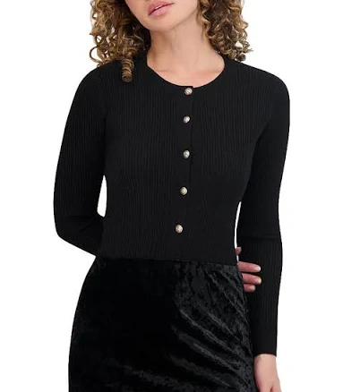 Point Cable Knit Women Cardigan - Black