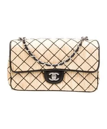 CHANEL Classic Medium Raffia Single Flap Bag