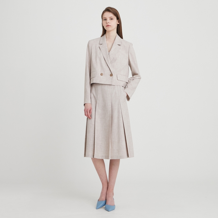 Chin pleated A-line skirt