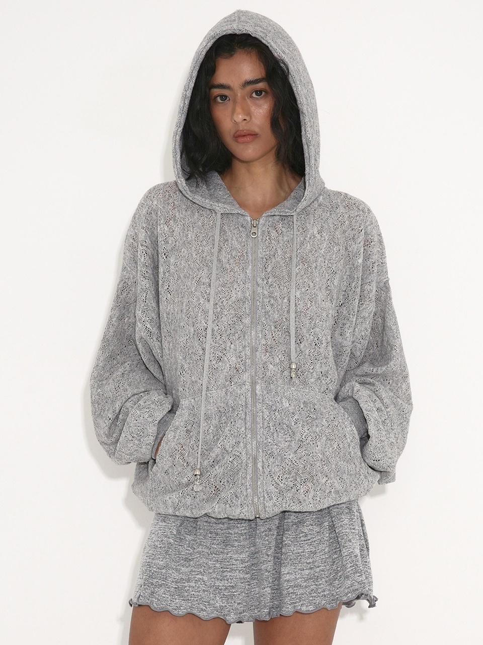 LACE BOHEMIAN HOODIE [GREY]
