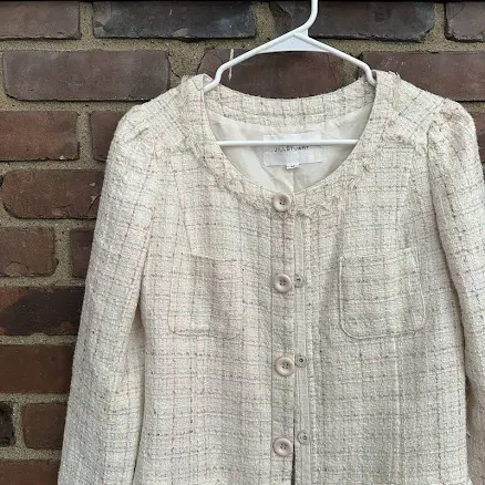 Jill Stuart Tweed Jacket Blazer Size Medium -33 Chest / 28.5” Long