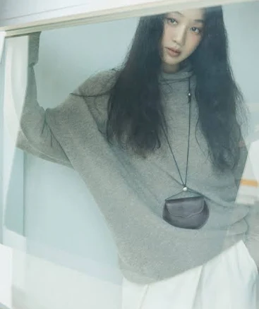 "LOEUVRE Asymmetric Panel Half-neck Knit Pullover" by W Concept