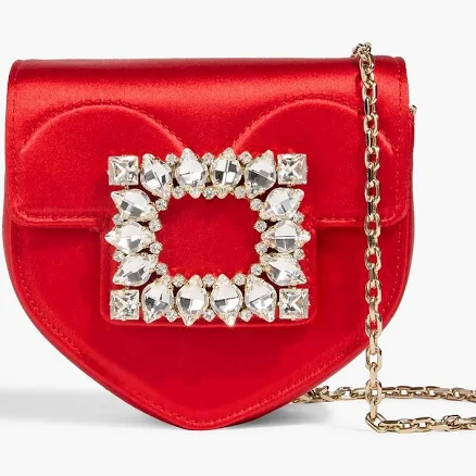 Roger Vivier Women's Love Strass Buckle Micro Satin Clutch
