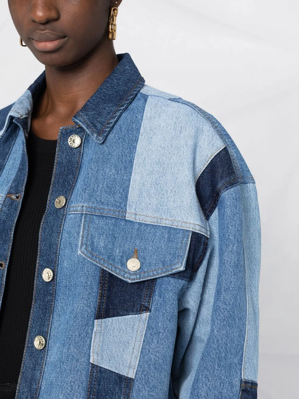 Patchwork Cropped Denim Jacket
