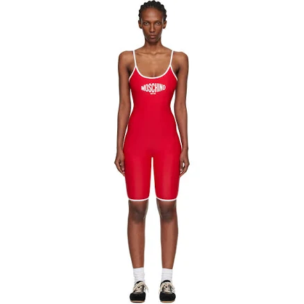 Moschino Red Printed Lycra One-Piece Swimsuit