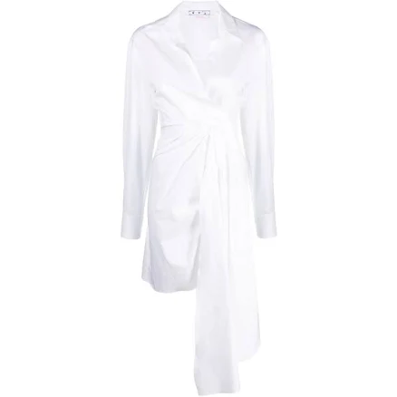Off-White Draped Asymmetric Cotton-Poplin Shirt Dress
