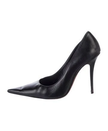 Amina Muaddi Barbara Pump Leather Pumps in Black, Women's IT 38 | 8