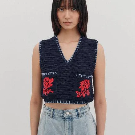 EENK Eenk Floral Jacquard Knitwear Vest - 2 Colors | ETA Se M-L_Cream