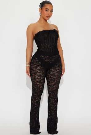 Fashion Nova Women's Lorah Lace Flare Pants