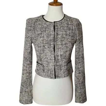 Jill Stuart Tweed Cropped Jacket Grey Size S