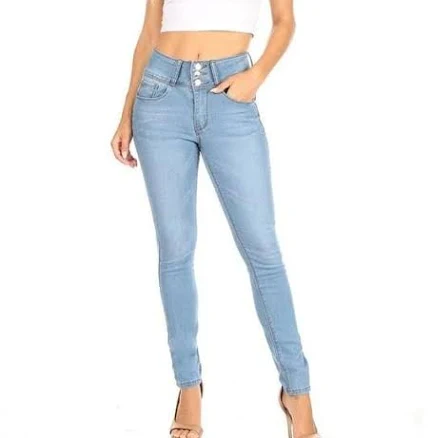 ANicoletta's Boutique Skinny Jeans with Three Button Closure