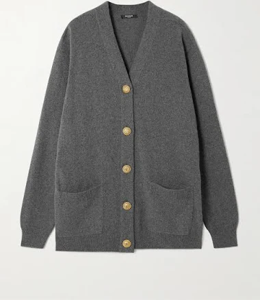 Balmain Women's Loose-fit Cashmere Wool-blend Cardigan with Pockets