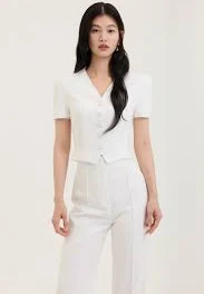 V Neckline Short Sleeve Jacket