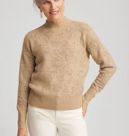Chico's Women's Jacquard Mockneck Pullover