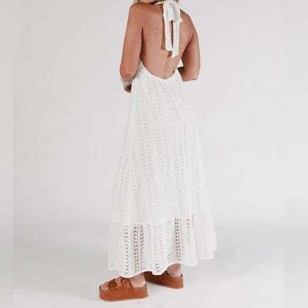 Three Bird Nest Sunpetal Crochet Maxi Dress Women's Size