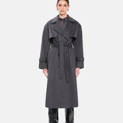 Women's Matilda Grey Wool Long Coat