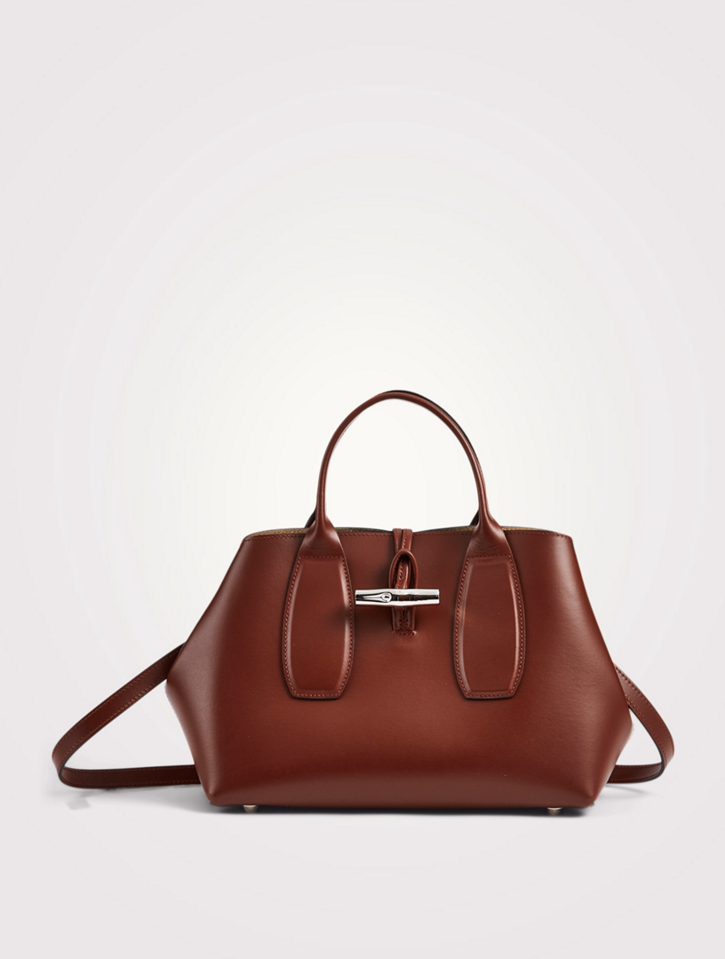 Medium Roseau Leather Top Handle Bag