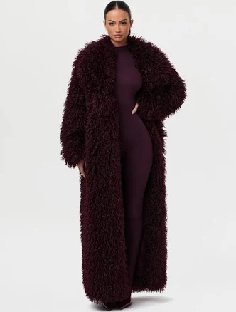 Women's Naked Wardrobe Faux Fur Plush Long Coat