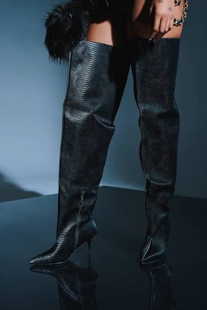 Azalea Wang Halina Snake Thigh High Boot