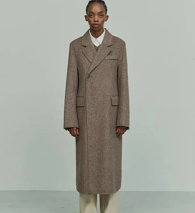 RE RHEE Herringbone Wool Blend Coat_Herringbone Brown by W Concept