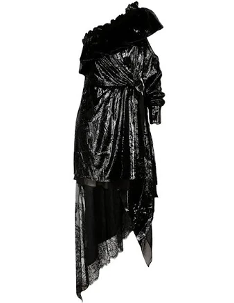 Self-Portrait Asymmetric Metallic Midi Dress - UK8