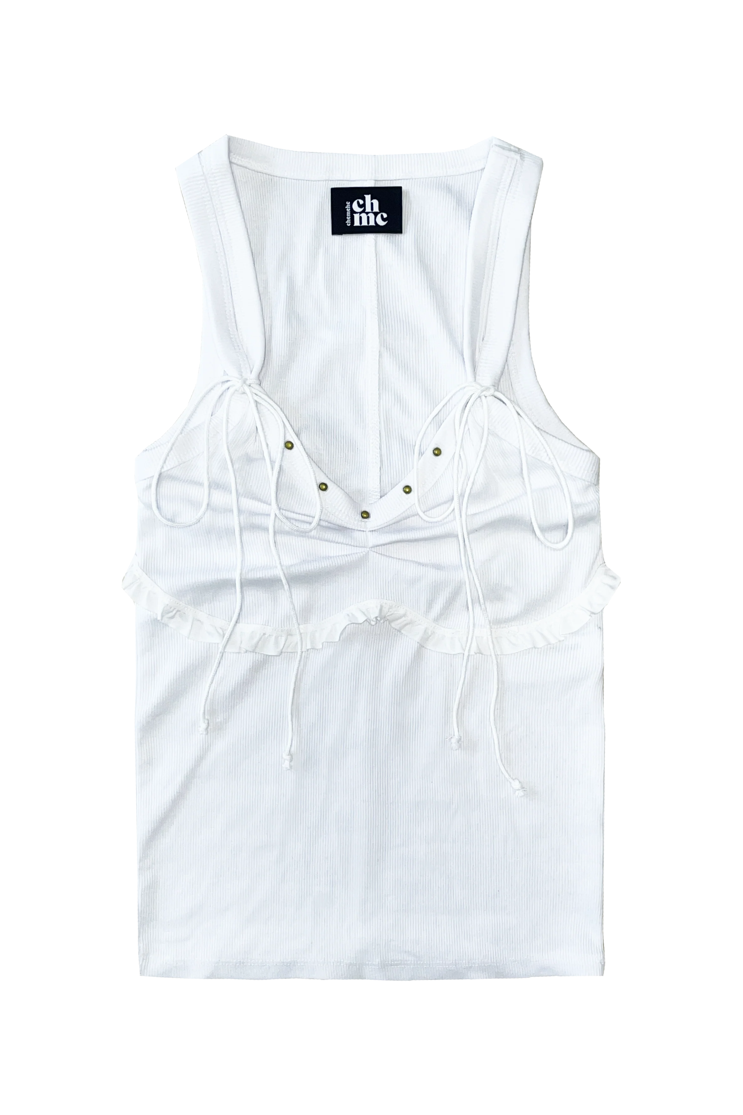 STUD FRILL SLEEVELESS (WHITE)