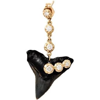 6 SOPHIA DIAMOND SHARK TOOTH DROP STUD EARRING 14K WHITE GOLD