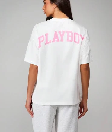 MISSGUIDED Oversized Cotton Pocket Detail T Shirt Bunny Logo Print Short Sleeve Crew Neck Casual Streetwear Top