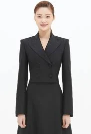 Wool Silk Double Tailored Crop Jacket