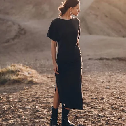MIKUTA The Dark Long Draped T-Shirt Dress
