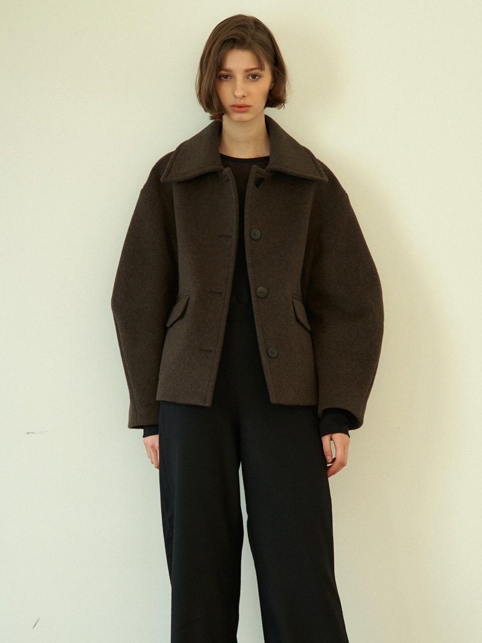 Balloon Half Coat Dark Brown