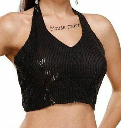 Sequin Halter Neck Saree Blouse