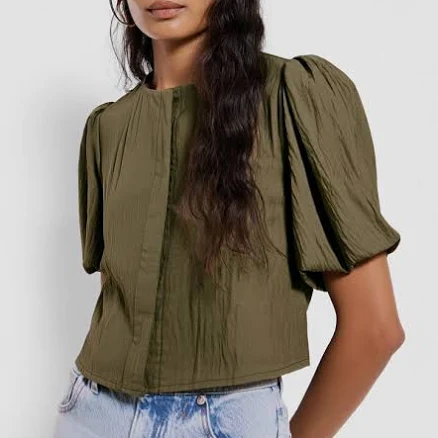 Puff Sleeve Button Blouse