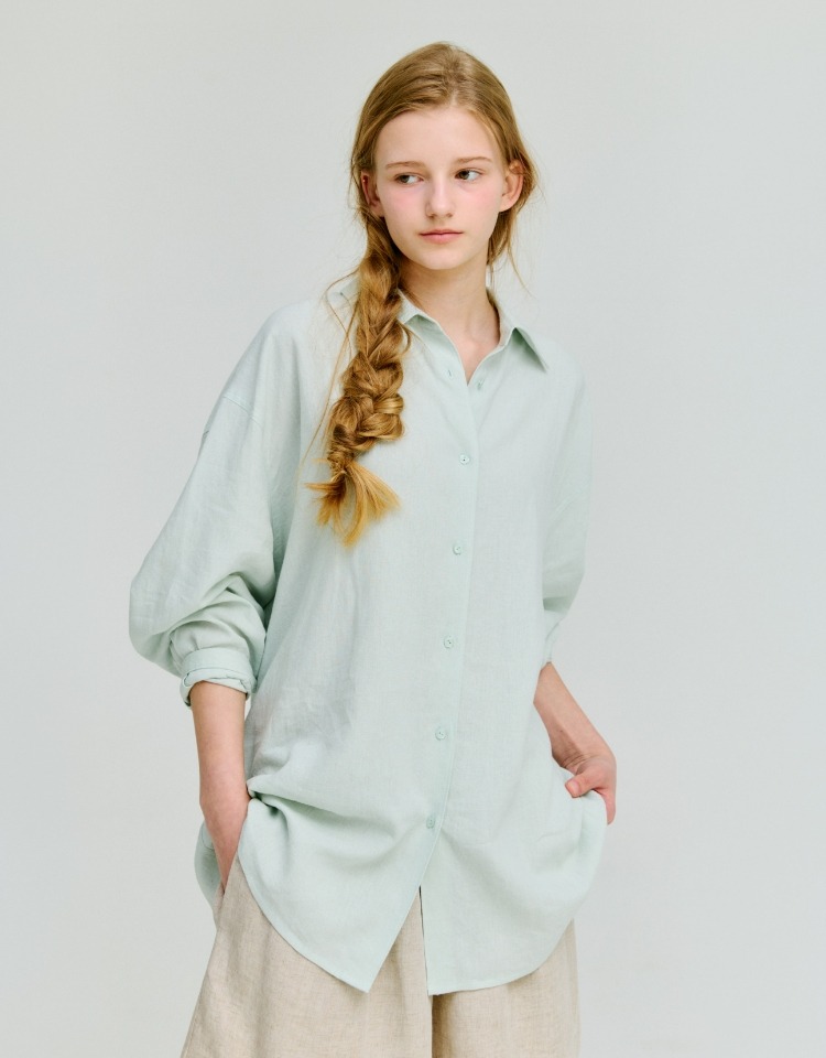 sheer linen shirts - light green