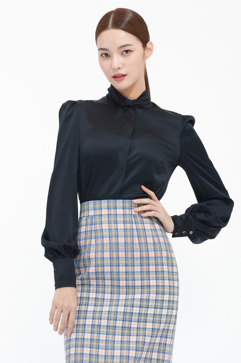 Silk Satin Tie Blouse