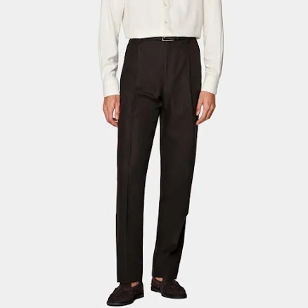 Suitsupply Men's Wide Leg Straight Lyocell Linen Cotton Pants