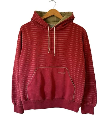 Vintage Striped Pullover Hoodie Men’s Xs Maroon Burgundy 80’s Track &