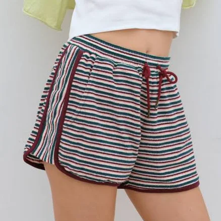 BENSIMON - STRIPE TERRY SHORTS - MULTI/BURGUNDY