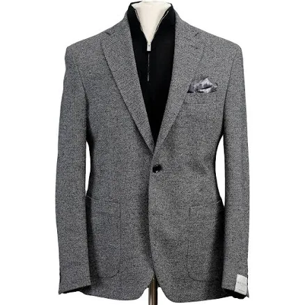 Gray Herringbone Hampton Contemporary Fit Cotton-Wool Knit Jacket - Jack Victor Gray Herringbone Hampton Contemporary Fit Cotton-Wool Knit Jacket -