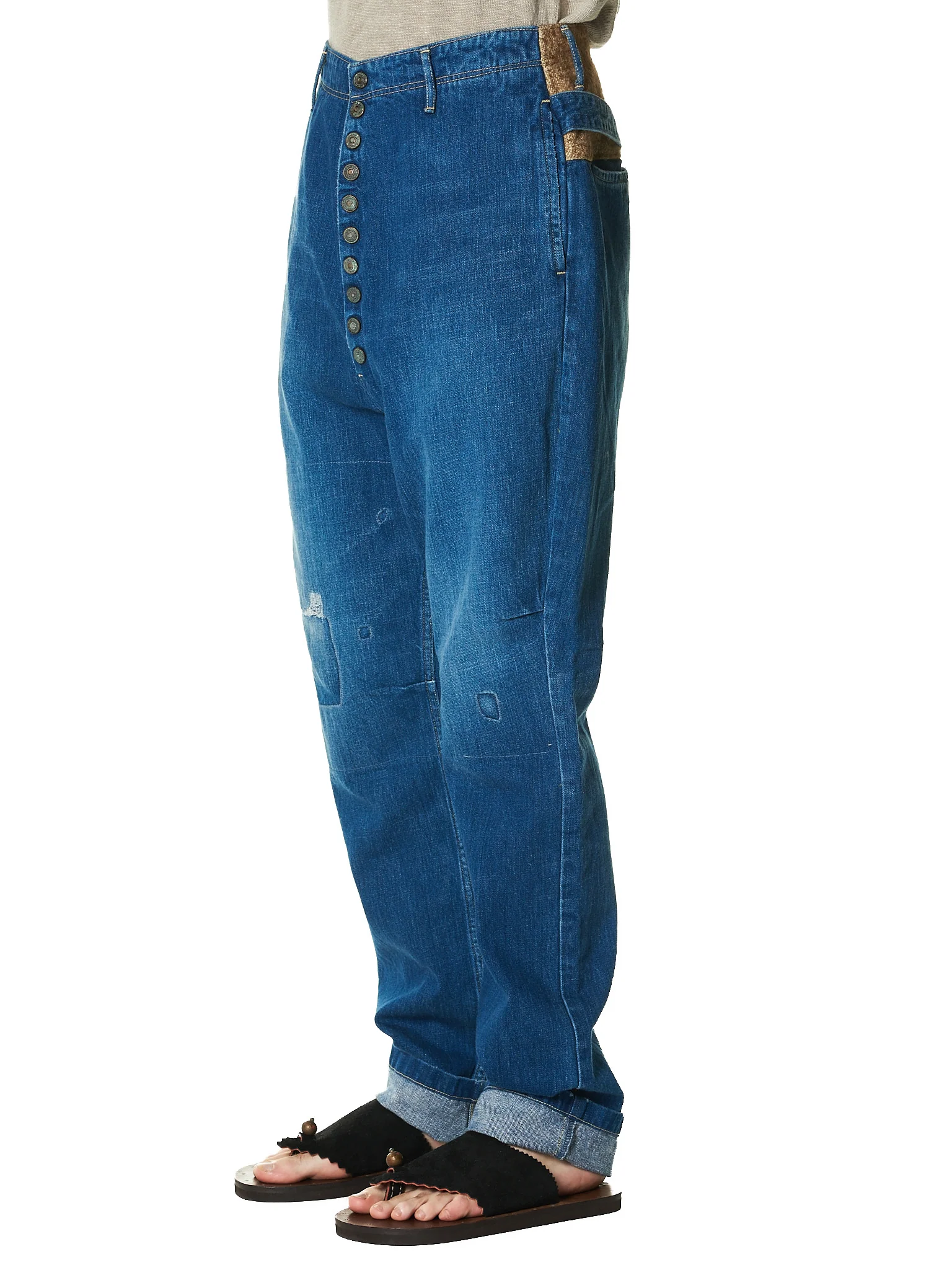 Chain Stitch Denim Pants