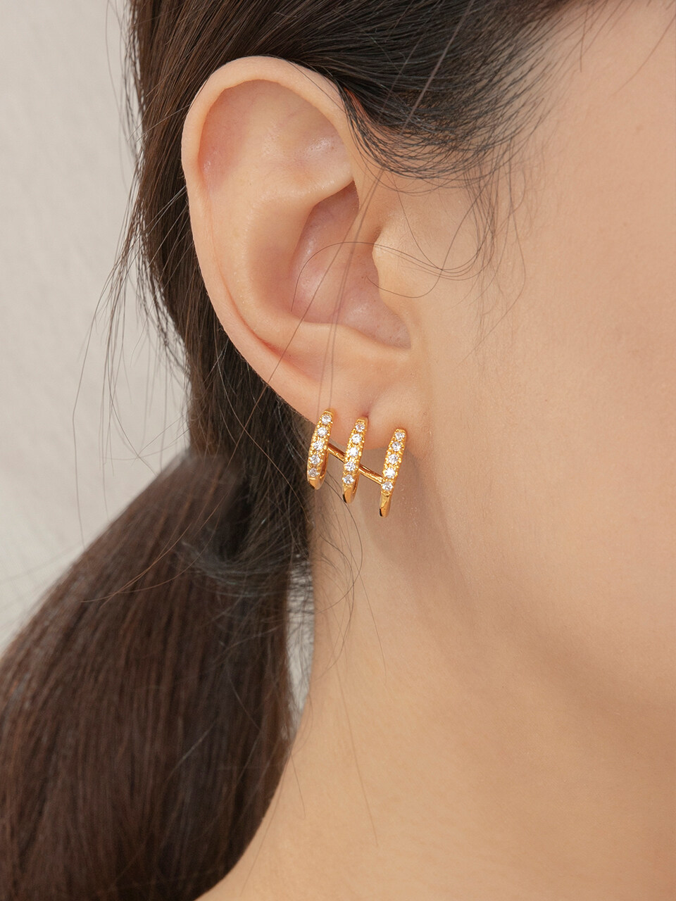 3 Line Twinkle Ring Earring