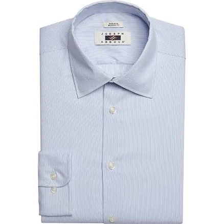 Joseph Abboud Modern Fit Blue Stripe Performance Dress Shirt – 4-Way Stretch Quick-Dry Polyester Blend, Size 16 1/2 32/33