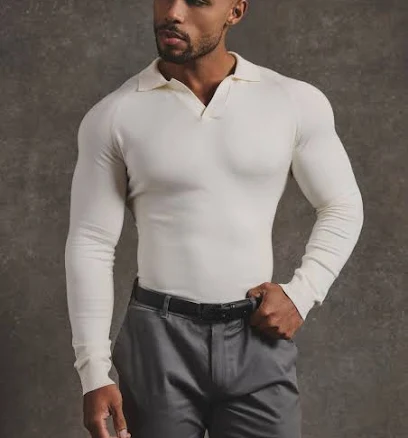 Open Collar Knitted Polo Shirt