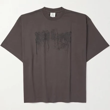 VETEMENTS Oversized Logo-Print Cotton-Jersey T-Shirt - Men - Brown T-shirts - XS