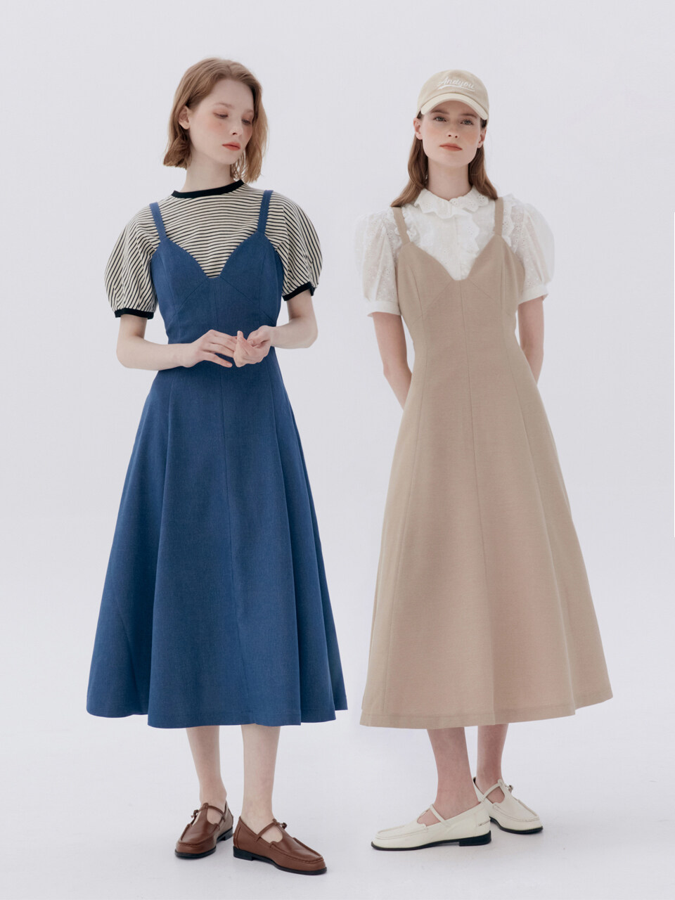 DARANGSWI Tube Top Dress (Blue Jean/Beige)