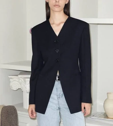 emkm Collarless Wool Jacket_BLACK