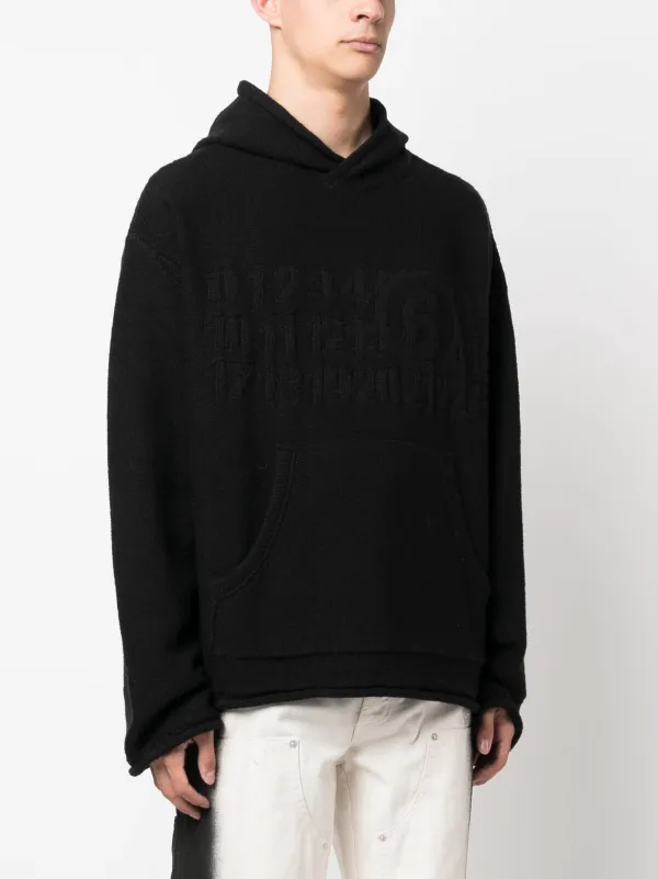 Number-print Knitted Hoodie